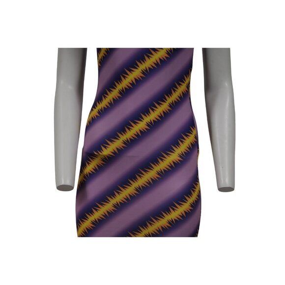 Maisie Wilen Womens Purple Yellow Slinky Baseball Dress Medium Poly Stretch - Picture 3 of 10